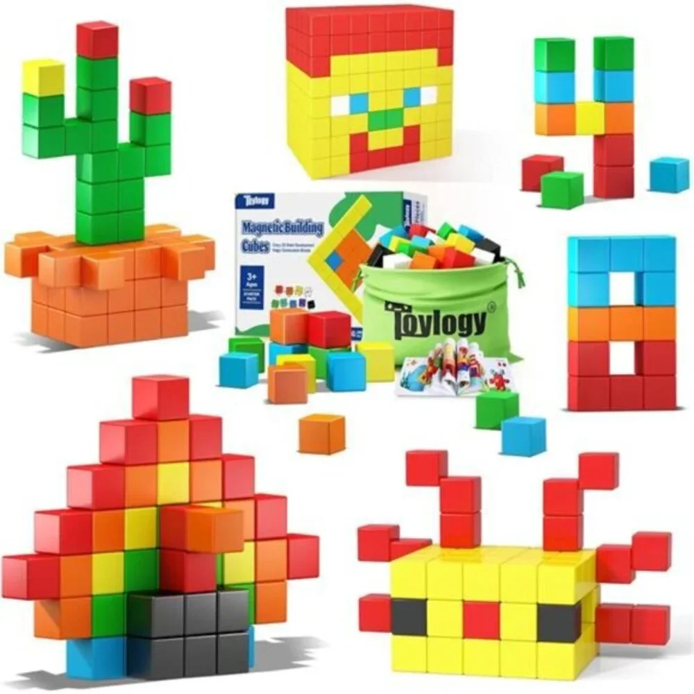 48PCS Magnetic Blocks for‎ Toddlers Toys, Large Magnetic Cube Toys for Sensory